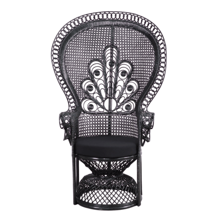 เก้าอี้หวายแท้ PISAMAI รุ่น PRINCESS CHAIR เก้าอี้นางงาม ขนาด 75*55*150 ซม. สีดำ_0